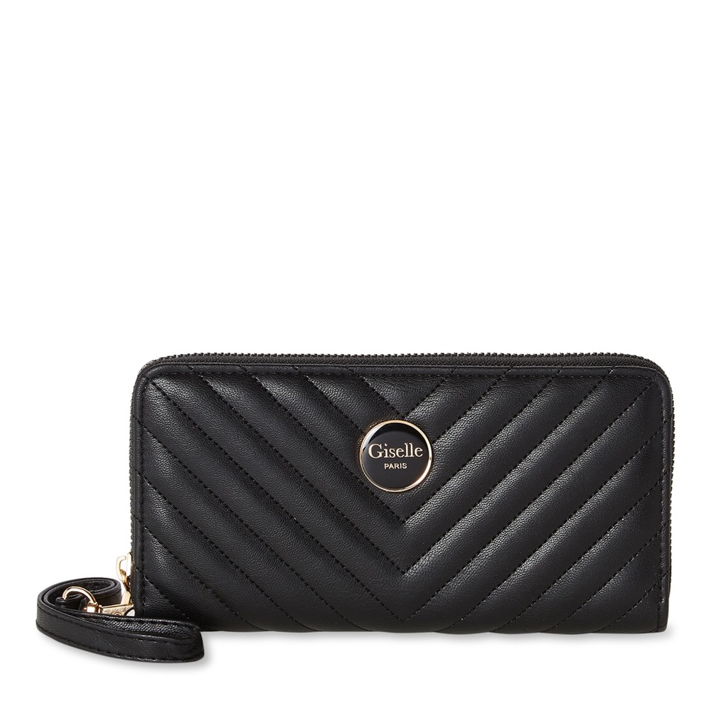 black zip around wristlet wallet